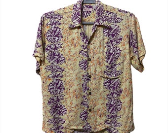 Vintage sunsurf Hawaii shirt yakuza shirt Tropical Floral motive Hawaii Aloha Flower 100% Rayon bamboo button M size