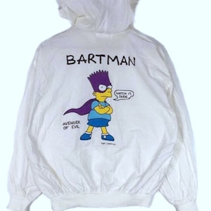 Vintage 1991 The Simpsons Hoodies Zipper bomber light jacket Bart Simpson Bartman cartoon retro tv show L size