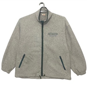 Vintage 90s Ellesse Fleece full zipper crewneck sweatshirt jumper casual tennis jacket