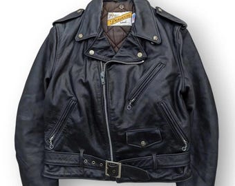 Vintage 80s Schott Perfecto Leather Racer Jacket Saiz 40 - Etsy Israel