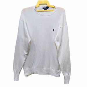 Vintage 90s Polo by Ralph Lauren hand knit crewneck small pony jumper sweatshirt L size
