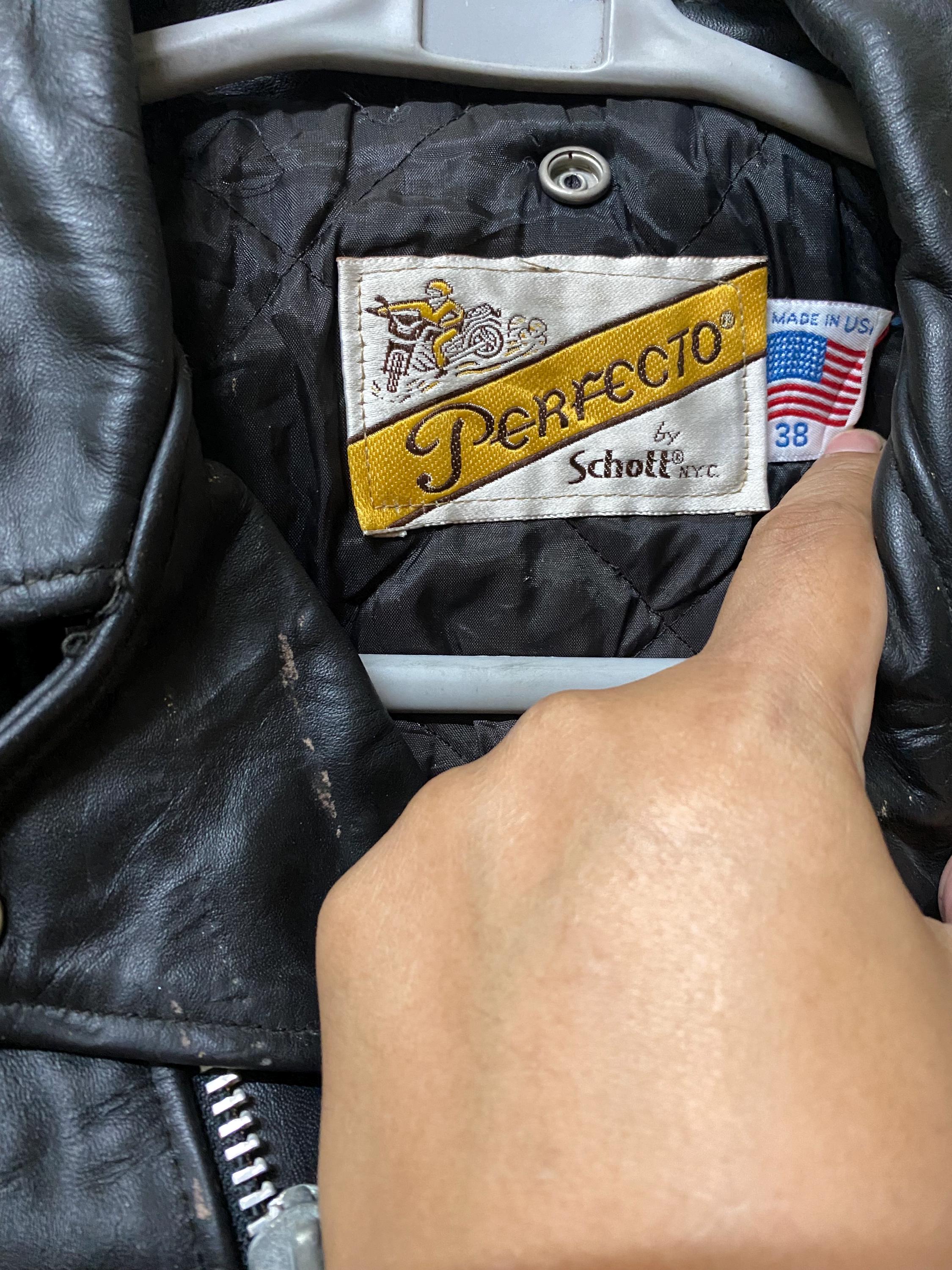 Vintage 80s Schott Perfecto Leather Racer Jacket Saiz 38 Made in