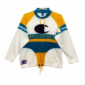 Vintage Rare Champion Big logo Colour Block pullover sweatshirts M size