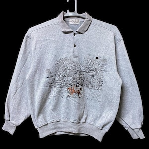 Vintage 80s Polo art work knit  Pullover Sweatshirt