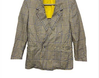 Chaqueta blazer vintage de cuadros Gianni Versace color amarillo talla pequeña