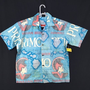 Vintage 50s Nos unused Sanforized Hawaiian Holiday Primo Aloha Tropical Hawaiian Primo shirt S size
