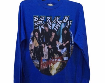 Vintage 1984 KISS Animalize long sleeve rock T-shirt dead stock unused shirt M size 50/50 poly cotton