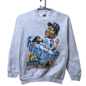 Vintage MLB Hideo Nomo The Tornado Los Angeles Dodgers Major League Baseball sweatshirt  Salem medium size gray size