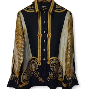 Hermes Paris Barock Brandeborgs 1970er Jahre Button Downs 100% Seidenhemd aus Frankreich
