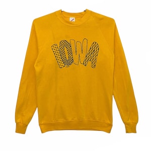 Vintage 80er Jahre Iowa College Sweatshirt Gelbe Farbe
