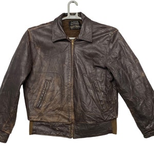 Vintage 50s Sears Oakbrook Sportswear horsehide flight bomber motorcycle leather Jacket made in usa image 1