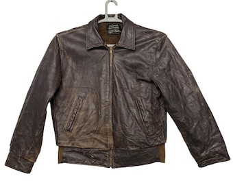 Vintage 50s Sears Oakbrook Sportswear horsehide flight bomber motorcycle leather Jacket made in usa