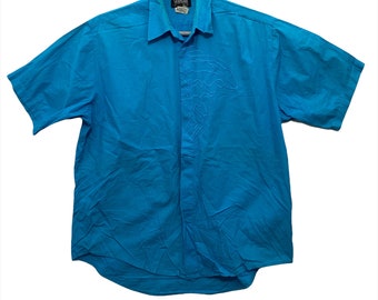 VERSACE medusa button up jeans culture shirt Made in Italy Medium size