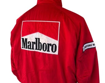 ジャケット・アウター 90's marlboro jaketto Vtg 90s F1 Marlboro Satoru Nakajima Zipper Multi Pocket Jacket L