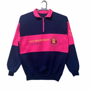 Sweat-shirt Vintage Années 80 San Francisco - Col Zippé 1/4, Fabriqué USA, Taille XL