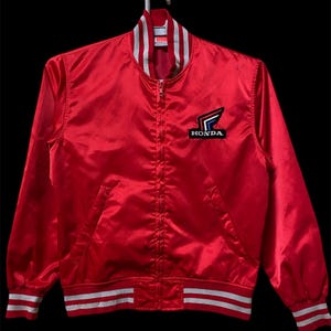 Vintage Varsity Coach sateen Honda Racing Corporations (HRC) bomber Zipper Jacket Red colour Medium size
