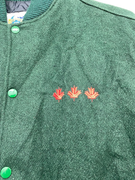 Hard Rock Cafe 　ワークジャケット　ジャンパー　リンカーングリーン Vintage Hard Rock Cafe Banff Canada Varsity Leather Sleeve Large