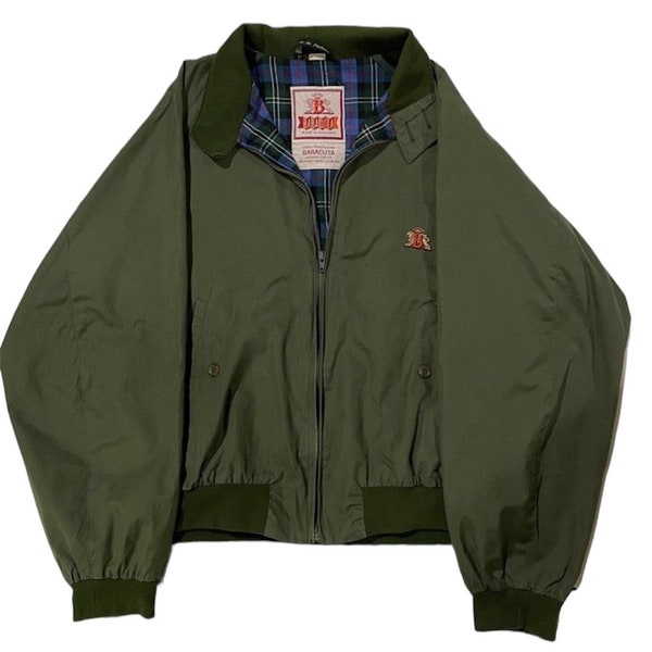 Vintage Limited Edition 80s G9 Baracuta harrington jacket made in england cotton Army Green colour medium size