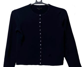 Vintage Agnes b Paris button up Crop Top women black colour Large size