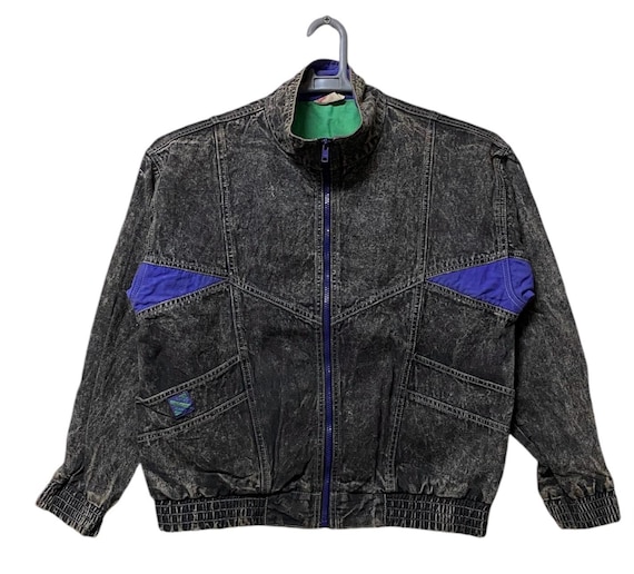 Vintage 70s Levis Sport Jeans Retro Acid Wash Bomber Jeans Jacket