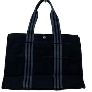 Vintage Luxus Hermes Tote Canvas Frankreich made schwarze Farbe
