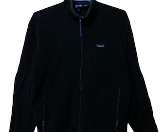 Vintage Patagonia Polartec Fleece Sweater, Navy Blue Full Zip, XS