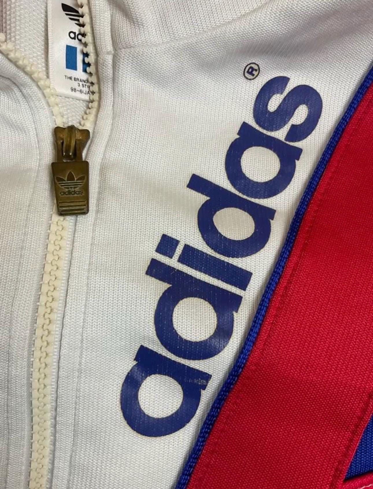 Vintage 80s Adidas Track Jacket Made in Japan Blue Colour M Size 