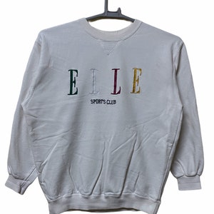 Vintage ELLE embroidered big logo hyper colour sweatshirts Medium size