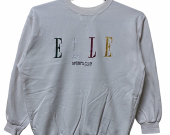 Vintage ELLE embroidered big logo hyper colour sweatshirts Medium size