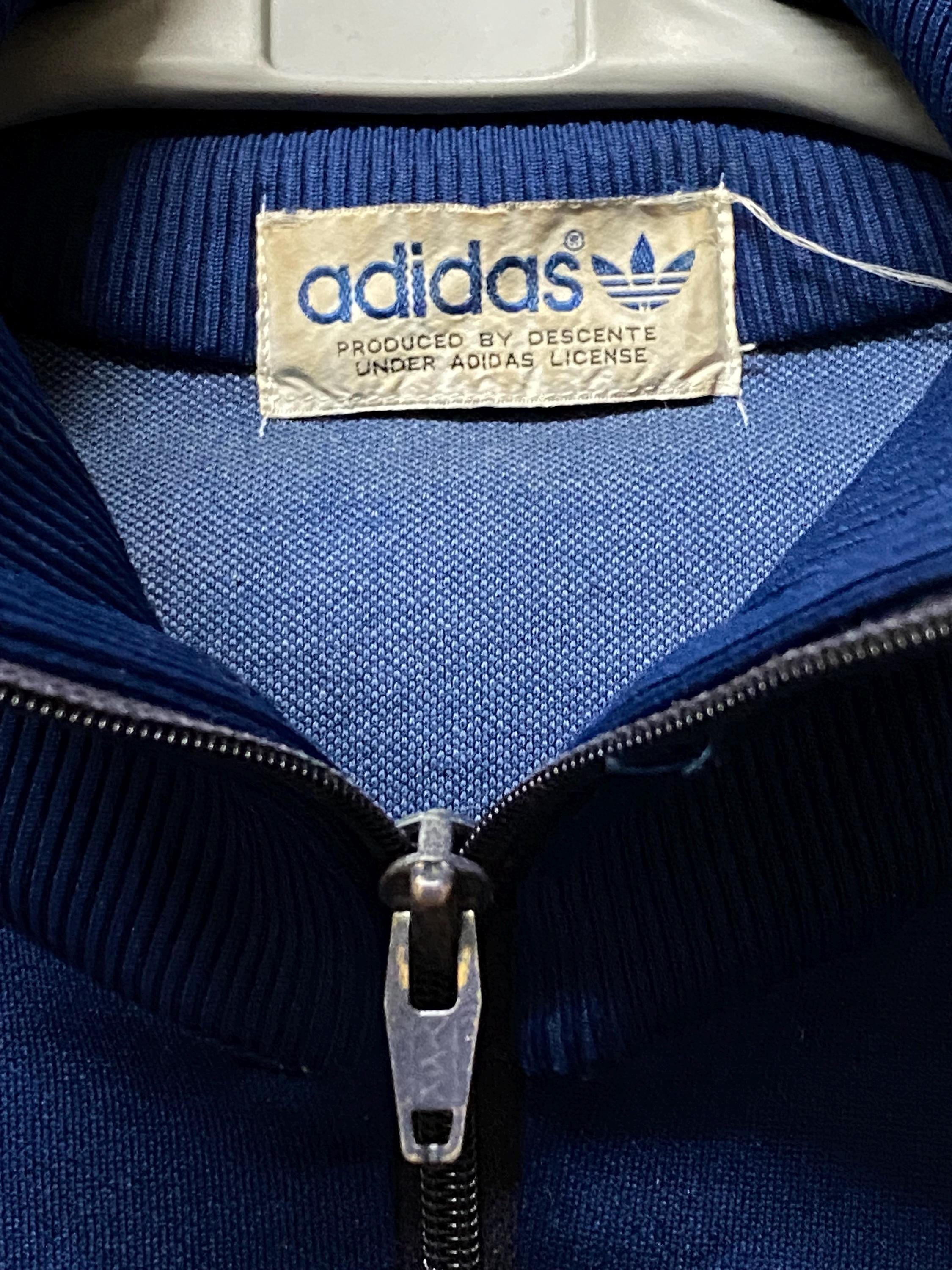 Vintage 80s Adidas Track Jacket Made in Japan Blue Colour M Size