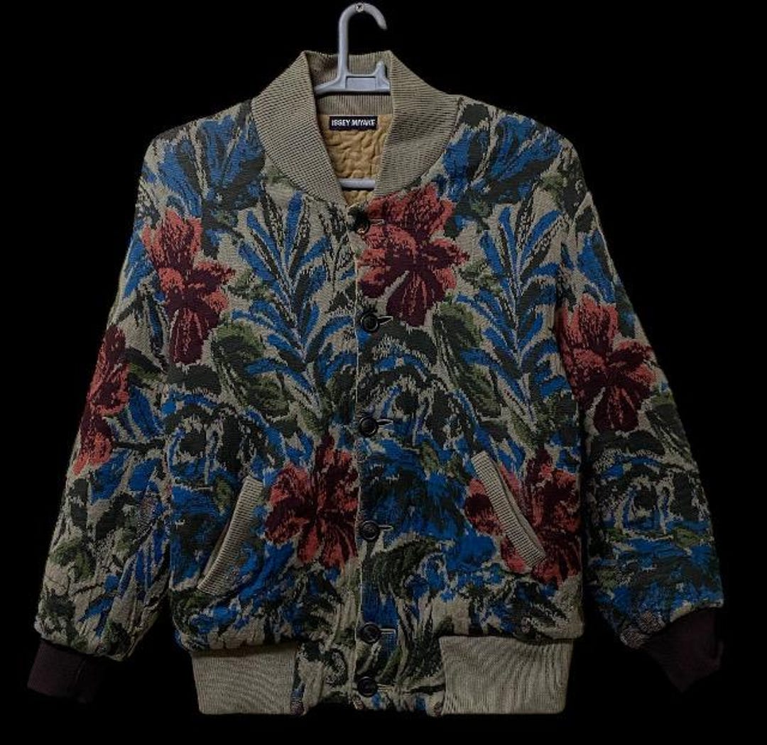 ジャケット・アウター 80s Issey Miyake Bomber floral jacket 80s ISSEY MIYAKE Bomber Floral Jacket Made in Japan Medium Size - Etsy