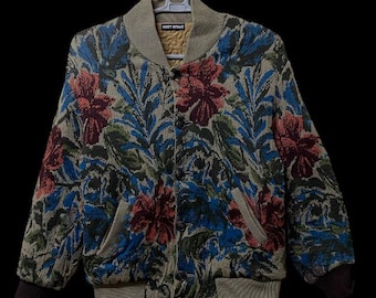ジャケット・アウター 80s Issey Miyake Bomber floral jacket 80s ISSEY MIYAKE Bomber Floral Jacket Made in Japan Medium Size - Etsy