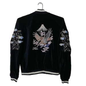 Vintage Reversible Rayon Velvet japan Souvenir Sukajan sateen yokosuka embroidery souvenir jacket