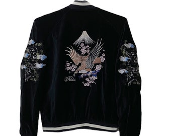 ジャケット・アウター 90s vintage souvenir jacket velvet black Vintage Reversible Rayon Velvet Japan Souvenir Sukajan
