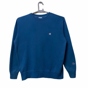 Vintage Champion Products Small Logo Embroidered Sweatshirt Blue Colour Medium Size Etsy