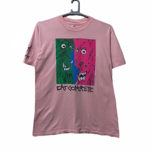 Vintage 80er Jahre EAT CONCRETE Skateboard T-Shirt L size Shatto Shirt 1986