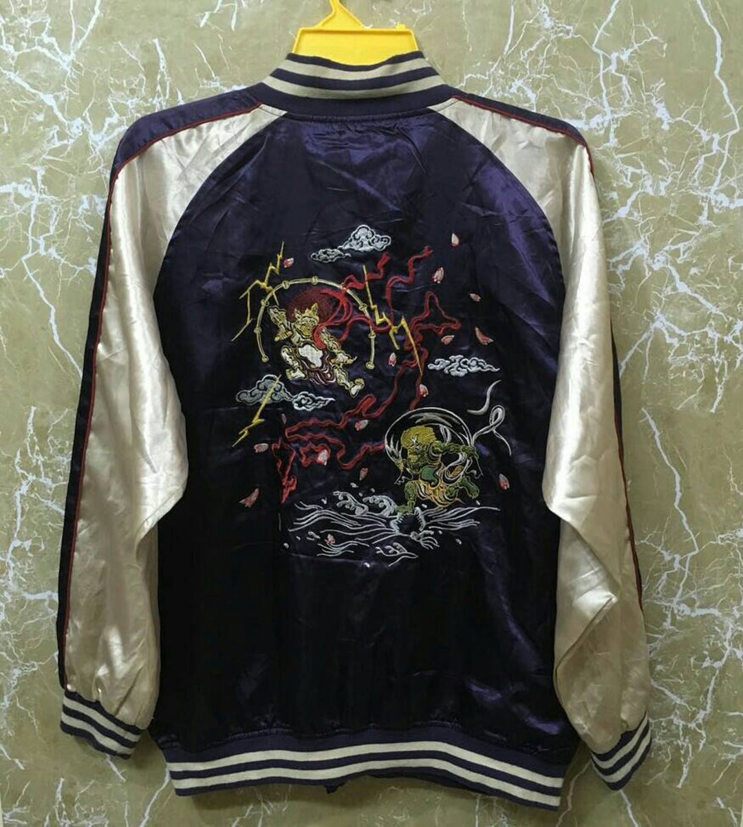 80s Japan Sukajan Yokosuka Embroidery Japanese Souvenir Jacket XL Size