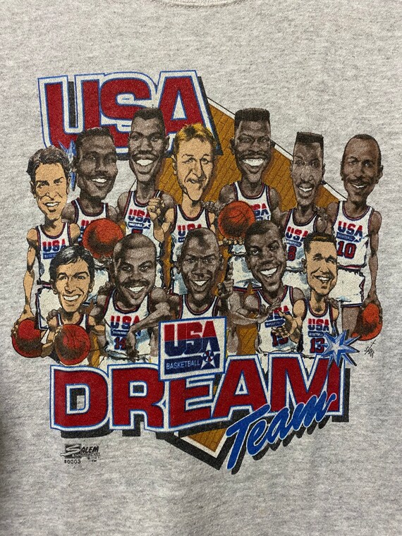 Vintage 80s Usa Basketball Dream Team Crewneck Big Logo Sweatshirt Jumper Jacket Gray Colour Medium Size