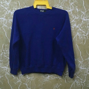 Vintage 90s Polo by Ralph Lauren crewneck small pony spell out jumper sweatshirt blue colour S size