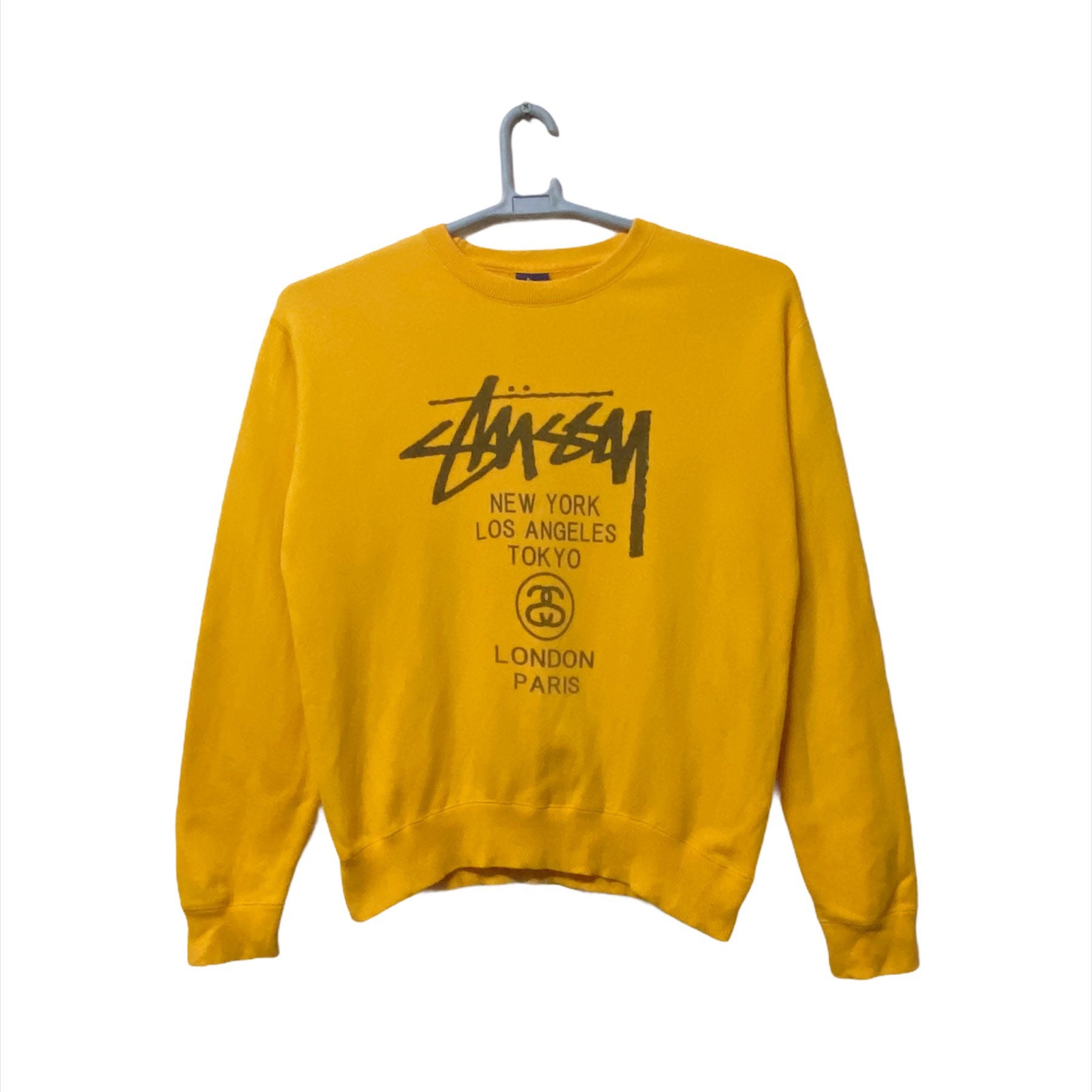 Vintage Stussy Logo Sweatshirts Medium Size Yellow Colour Vintage Stussy Logo Sweatshirts Medium Size Yellow Colour