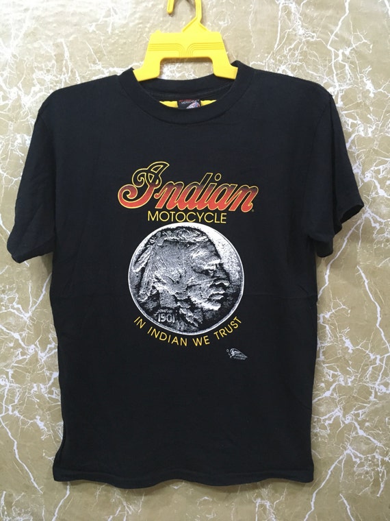 Vintage 80s Indian Motorcycle Tshirt L Size Black Colour / Buco