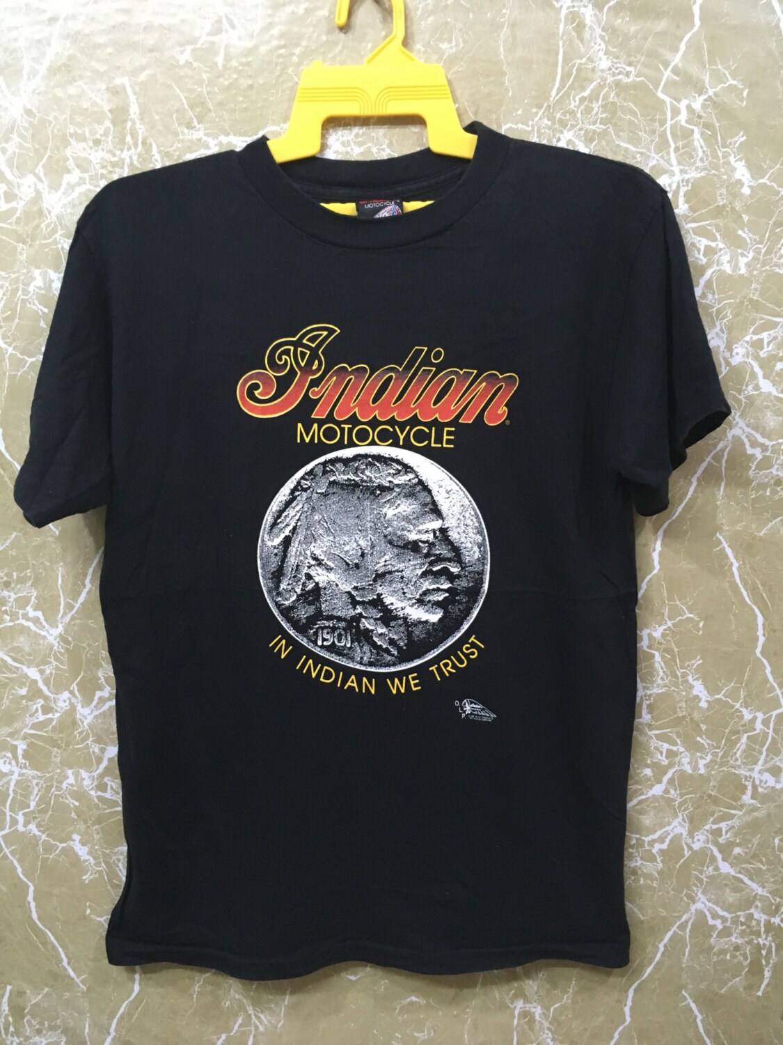 Vintage 80s Indian Motorcycle Tshirt L Size Black Colour / Buco 