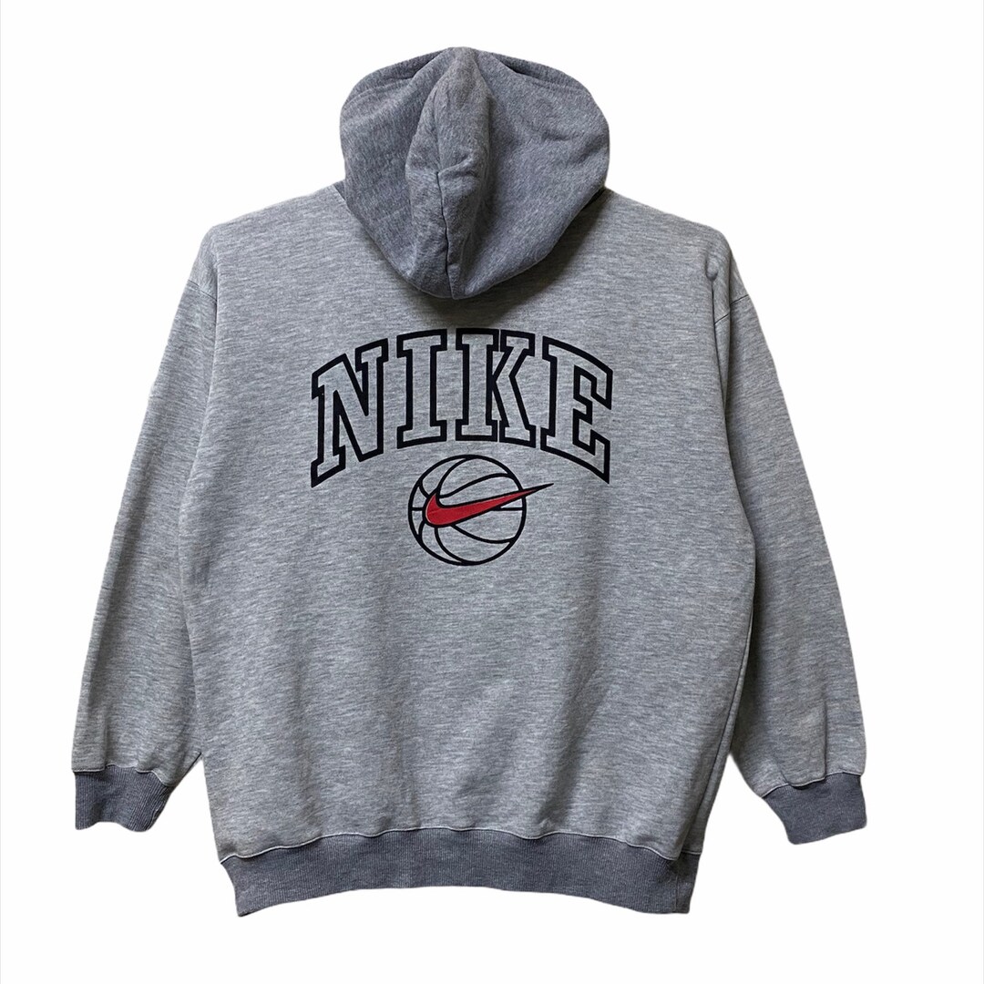 トップス 90s 00s NIKE BASKETBALL SWEATSHIRT Vintage Nike Basketball Center Swoosh Hoodie Mens XL Navy