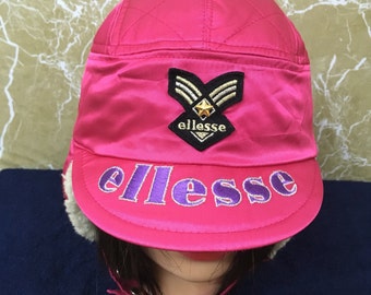Vintage 90s Ellesse ski snowsport adjustable hat cap pink neon colour free women size