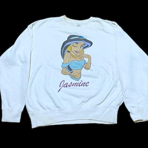 felpa vintage Disney Cartoon Jasmine Aladdin colore bianco