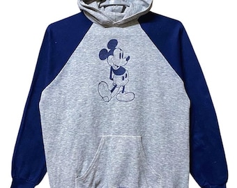 Sudadera con capucha vintage de Mickey Mouse Disney de los años 70, talla grande, 50 % algodón y 50 % poliéster.