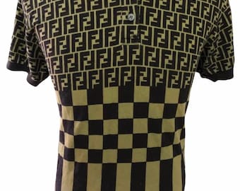 Vintage Fendi zucca monogram full print polo shirt medium size