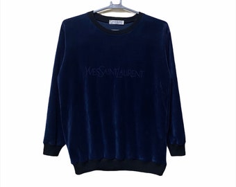Vintage YVES SAINT LAURENT Sweatshirt Sweater Embroidery Logo Dark