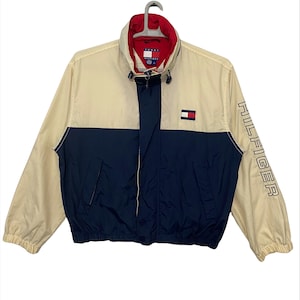 Vintage 90s Tommy Hilfiger Jacket Spell Out Big Logo Colour block Winbreaker jacket