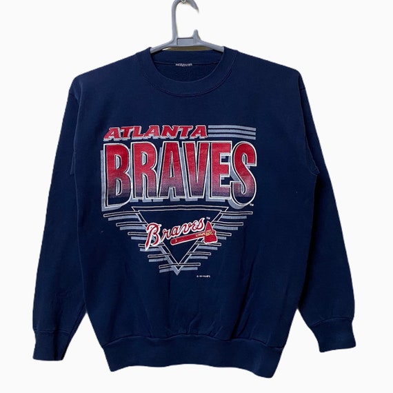 Vintage 1991 MLB Atlanta Braves Pullover Sweatshirts Baseball Team Made in  USA Blue Colour 